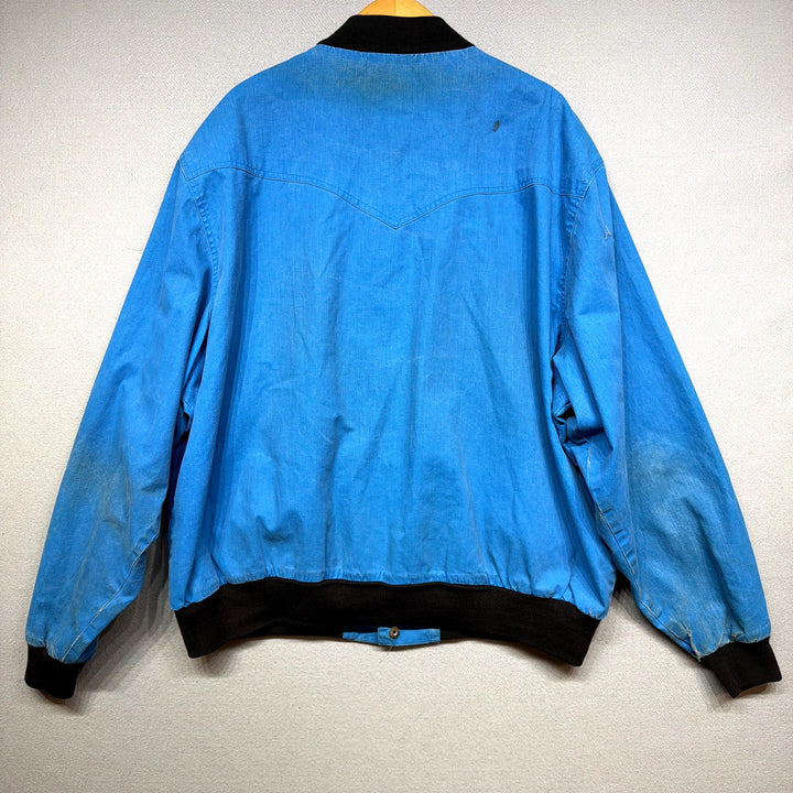 Vintage Wrangler Brushpopper Blue Snap Bomber Jacket Size XXL