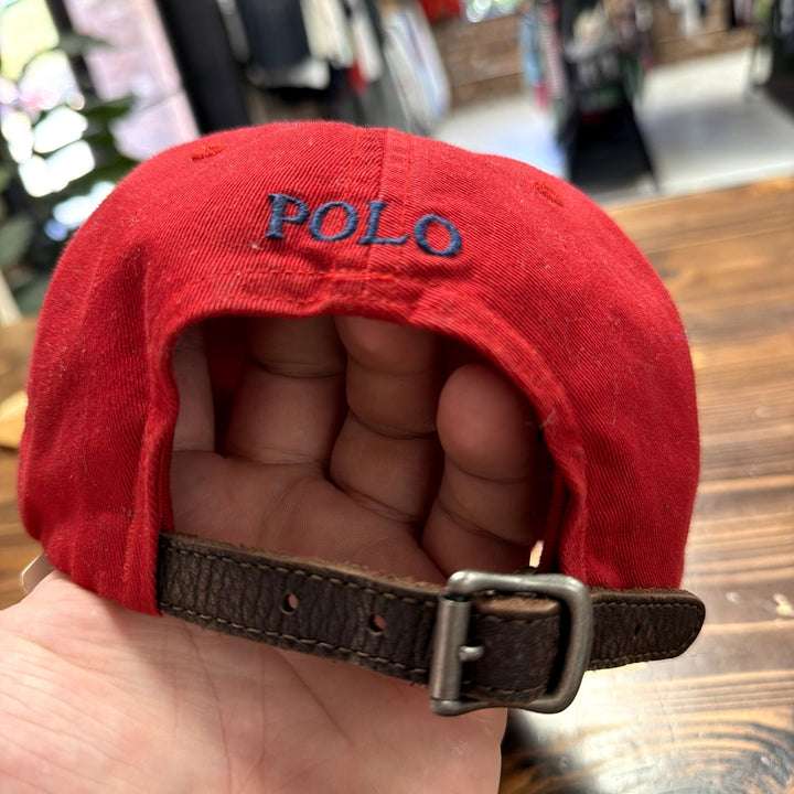 Polo Ralph Lauren Leather Strap Back Red Hat