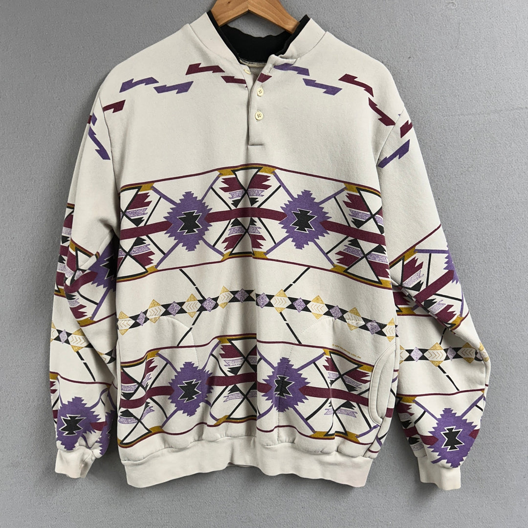 Vintage Western Aztec Art Unlimited All over Print Sweatshirt Size Large