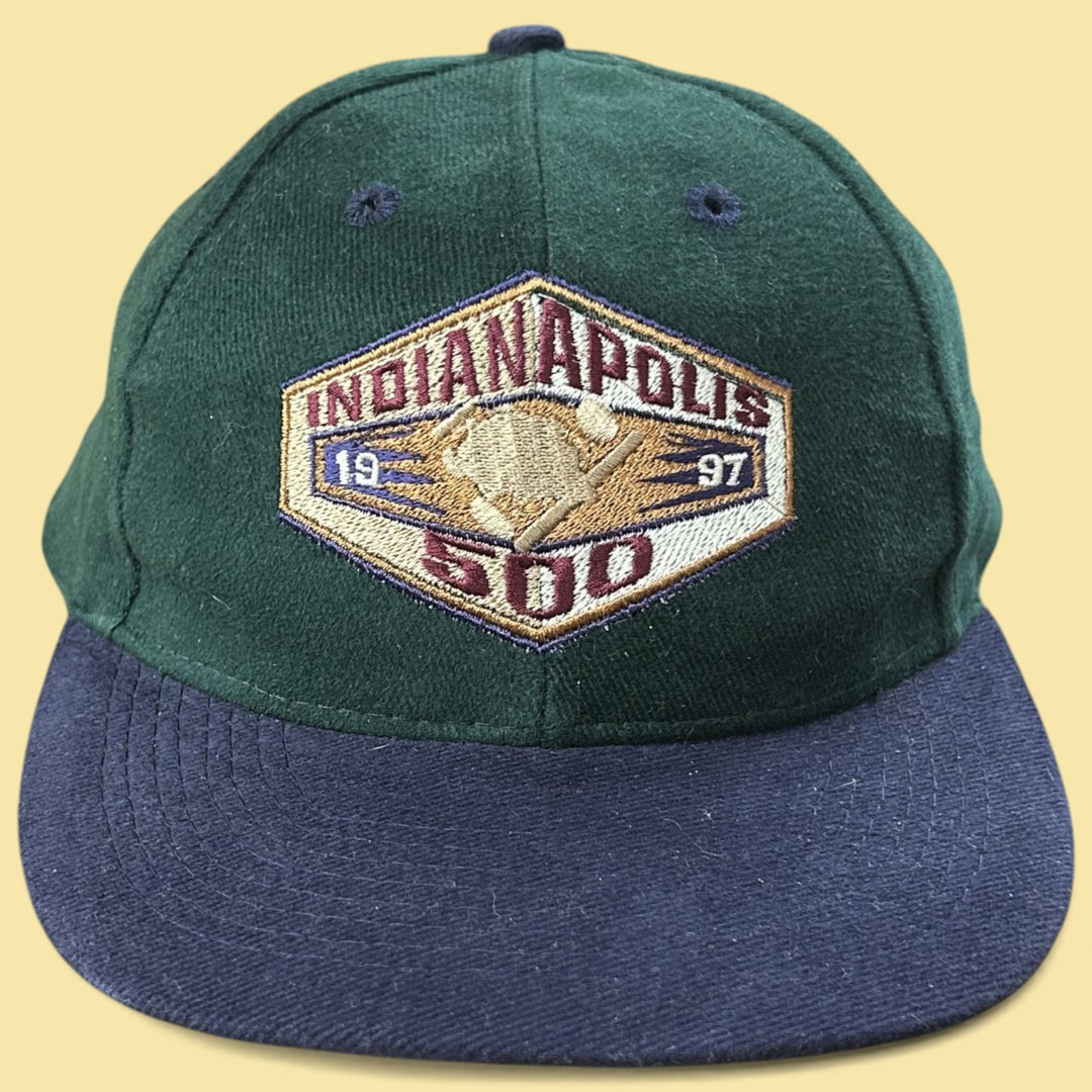 Vintage 90s Indy 500 Green Racing Snapback Hat