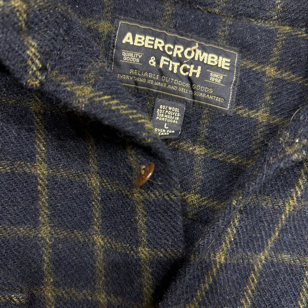 Vintage 90s Abercrombie and Fitch Wool Blend Button Down Shirt Size Large