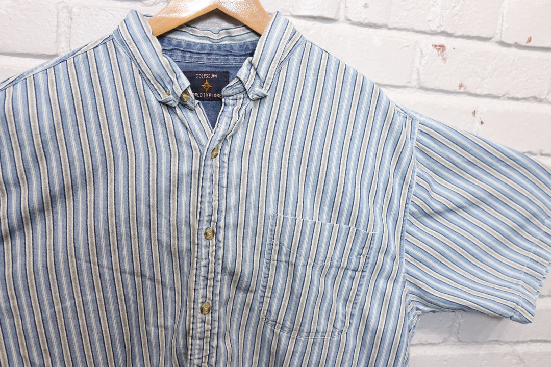 90s striped coliseum button down shirt size xxl