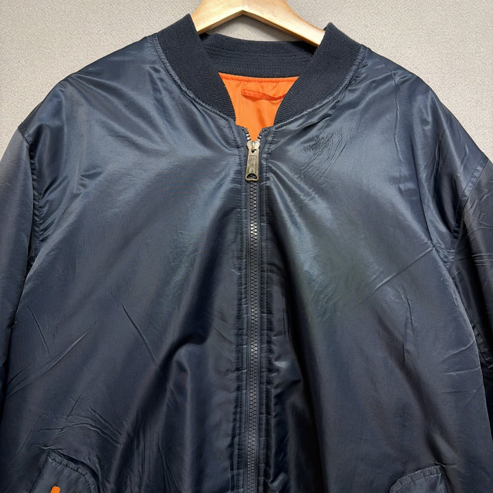 Peace Sign Navy Blue Bomber Jacket Size XL
