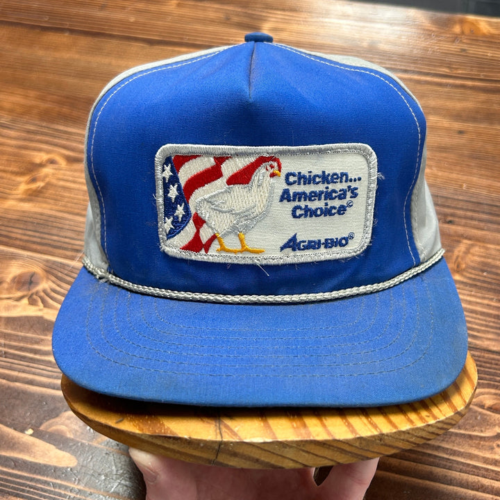 90's Chicken...American Choice Blue/Grey Snapback Farm Hat