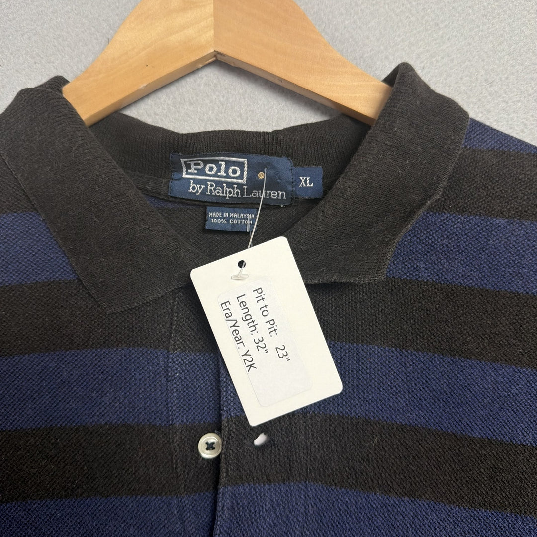 Vintage Ralph Lauren Black and Blue Polo Shirt Size XL