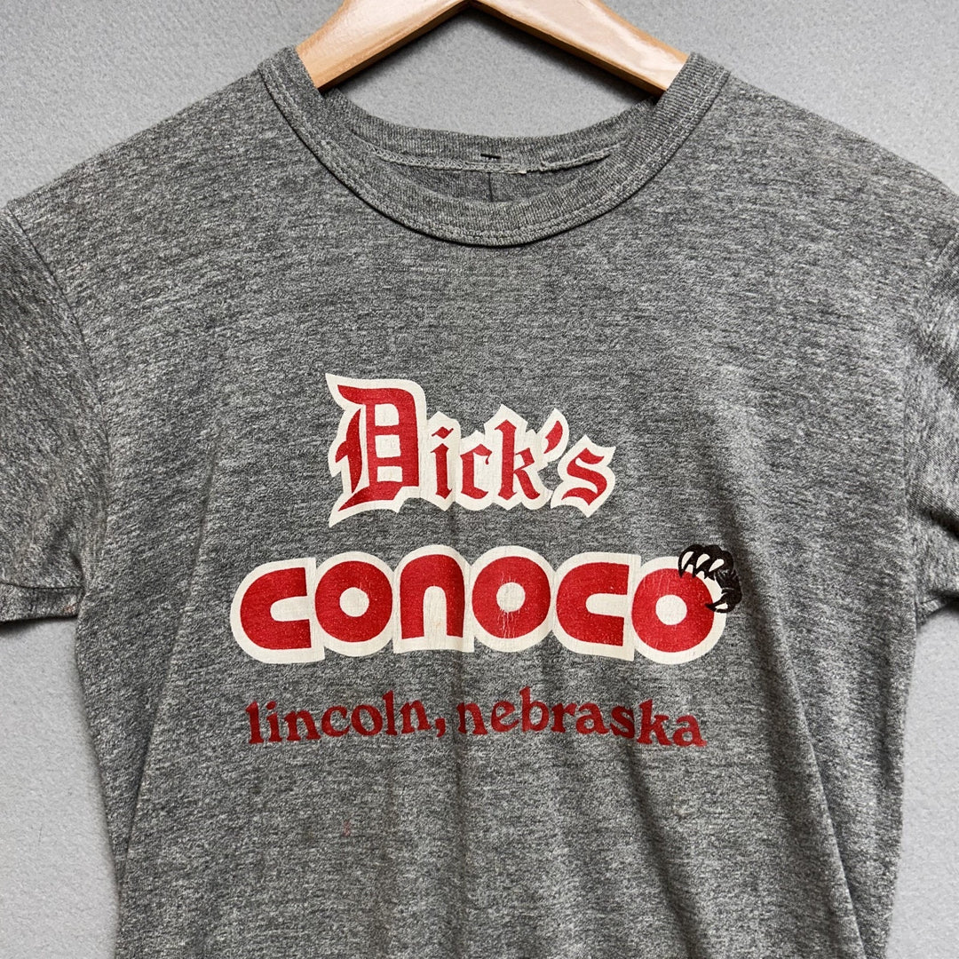 Vintage 80's Bicks Conoco Gas Station Shirt Lincoln Nebraska Grey Size Small