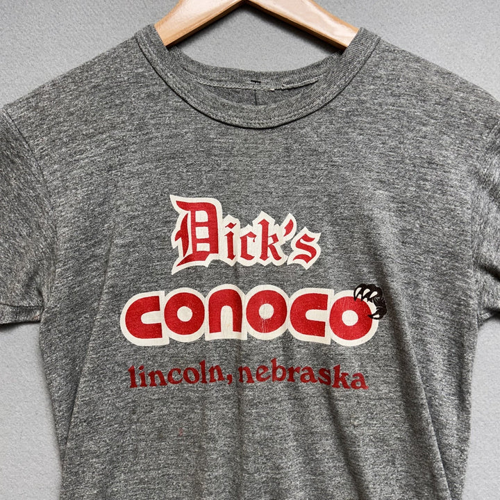 Vintage 80's Bicks Conoco Gas Station Shirt Lincoln Nebraska Grey Size Small