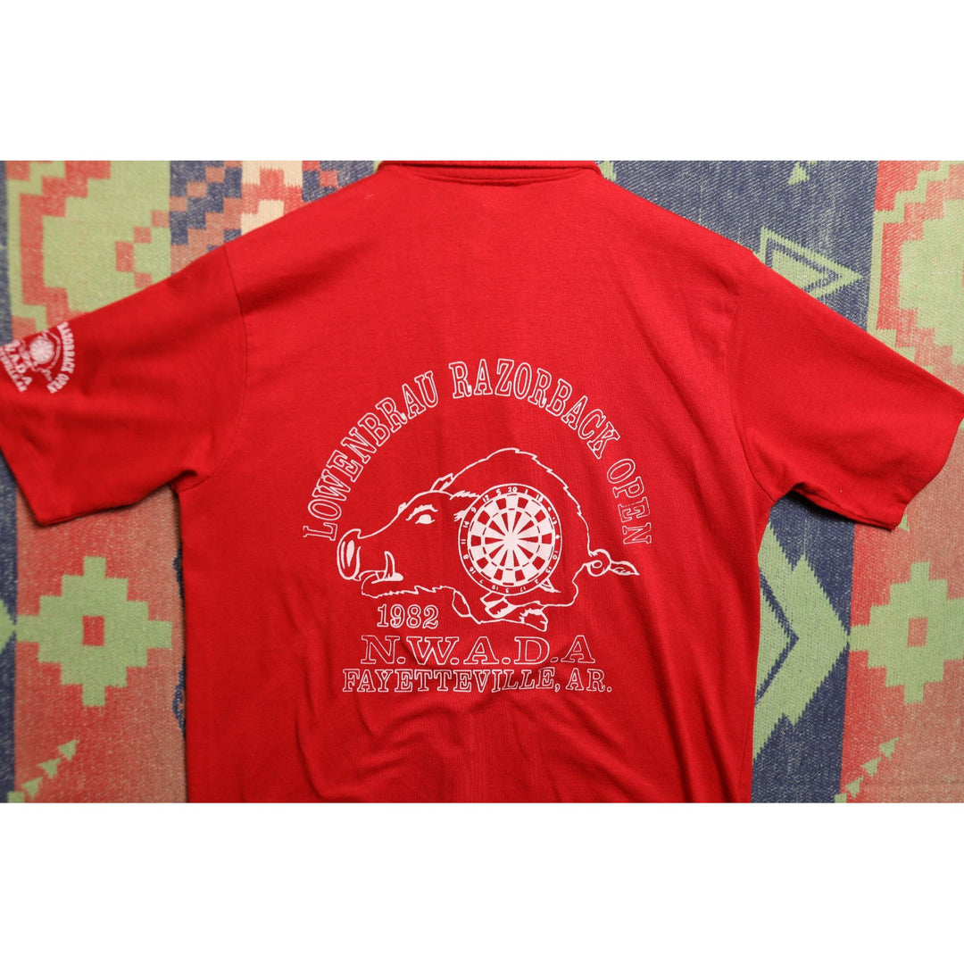 Arkansas Razorbacks Darts Vintage Polo Shirt Medium 80s