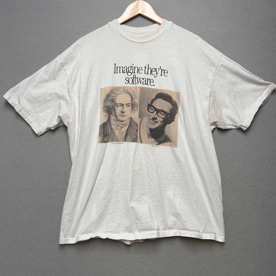 Vintage Buddy holly and Beethoven Texas Instruments Software T Shirt Size Xl