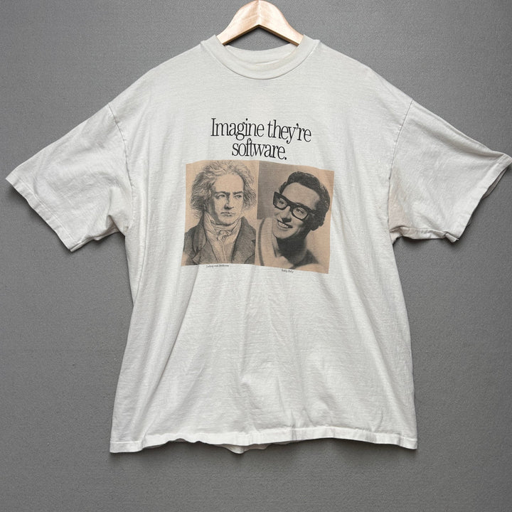 Vintage Buddy holly and Beethoven Texas Instruments Software T Shirt Size Xl