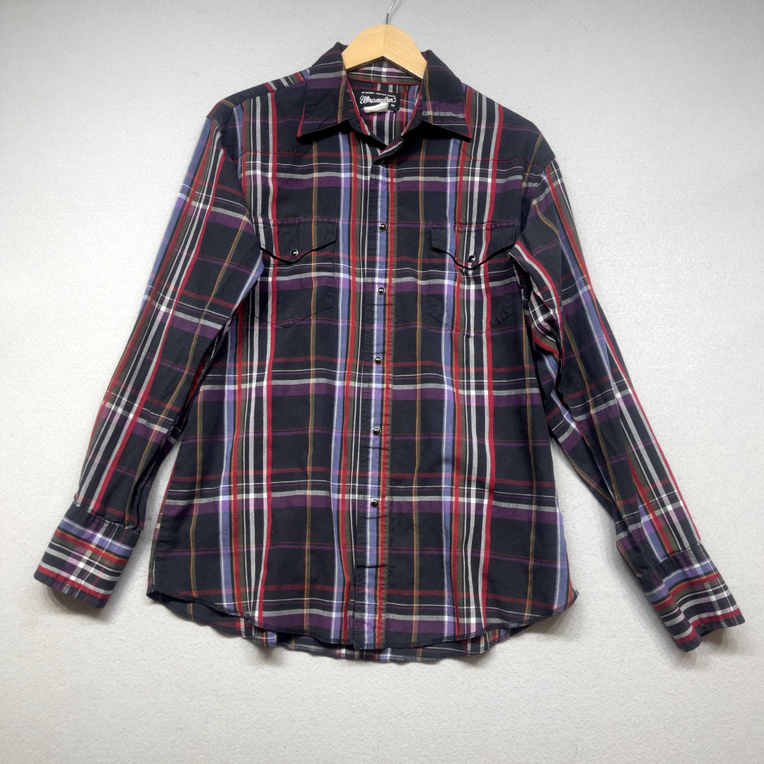 Vintage Wrangler Plaid Pearl Snap Shirt Size Medium