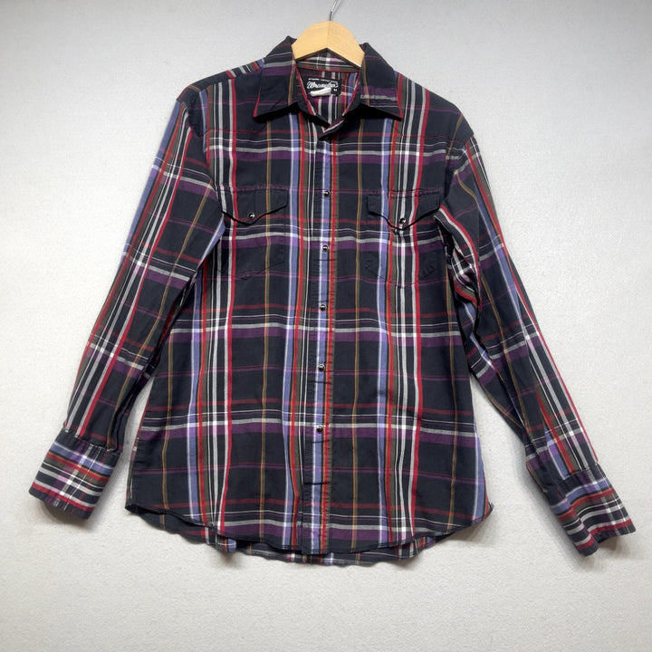 Vintage Wrangler Plaid Pearl Snap Shirt Size Medium