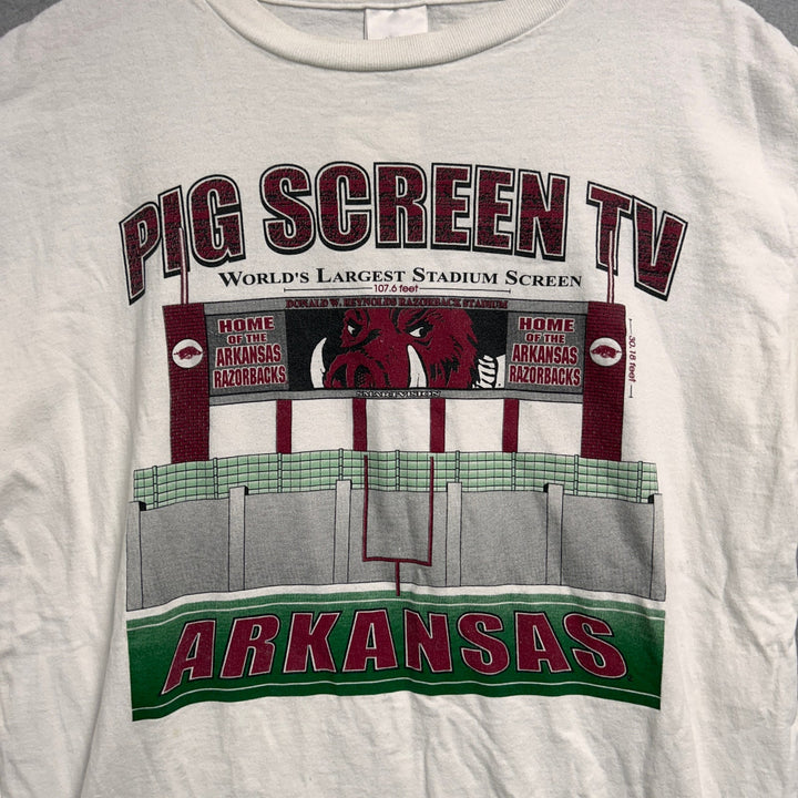 Vintage University of Arkansas Pig Screen TV Shirt Size Large