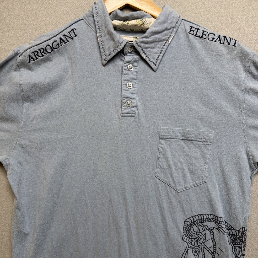 Vintage Y2K English Laundry Blue Polo Shirt Size Large