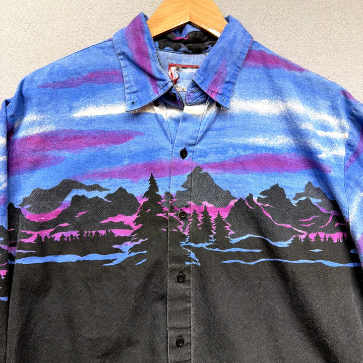 Vintage Mountain Scene Western Shirt Size Medium
