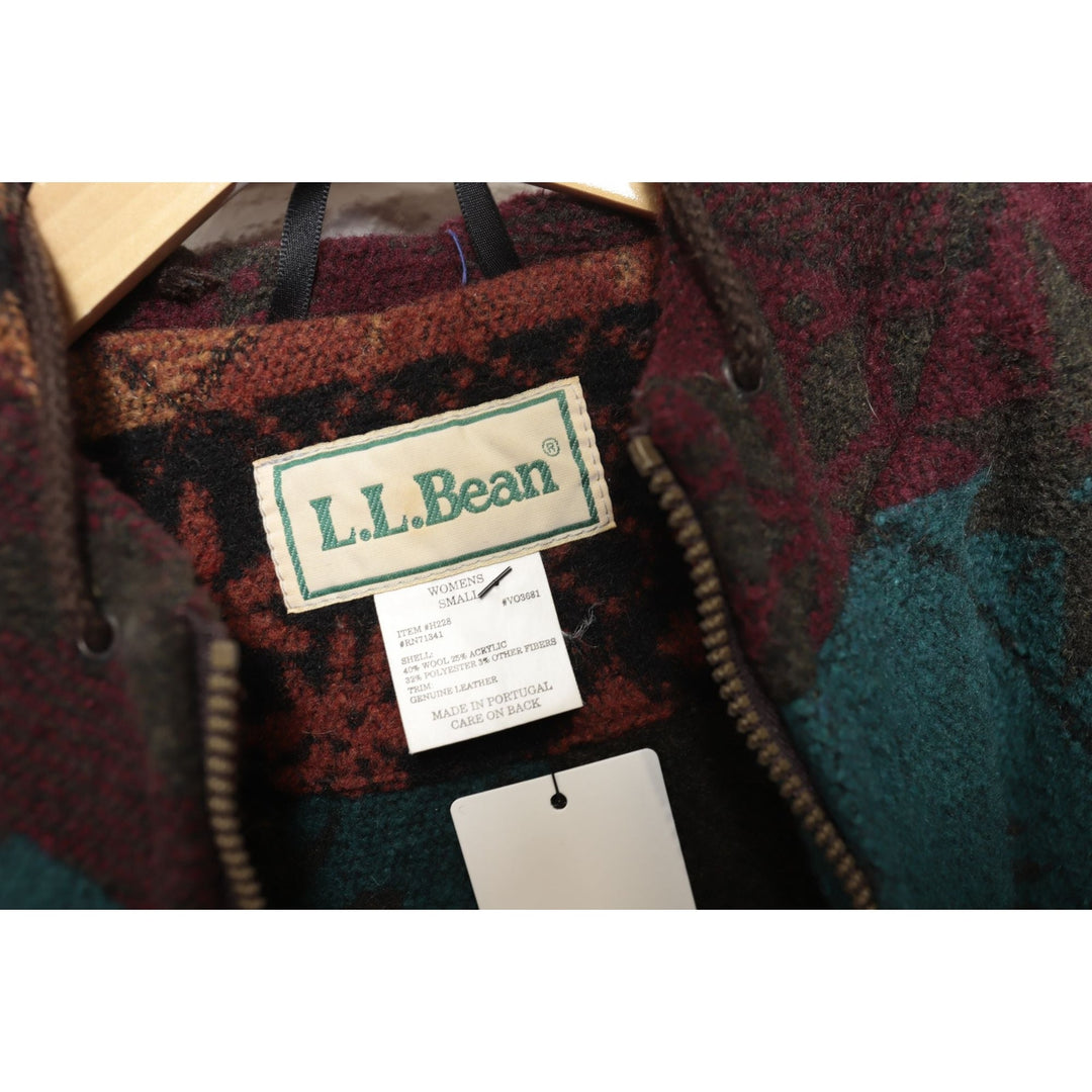 LL Bean Vintage Jacket Womens Small 90s Wool Blend Nordic
