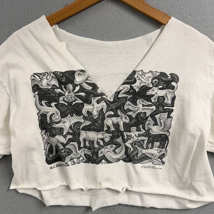 Vintage MC Escher Cropped Art T Shirt Size Medium