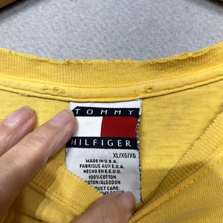 Vintage Tommy Hilfiger Distressed Yellow T Shirt size XL