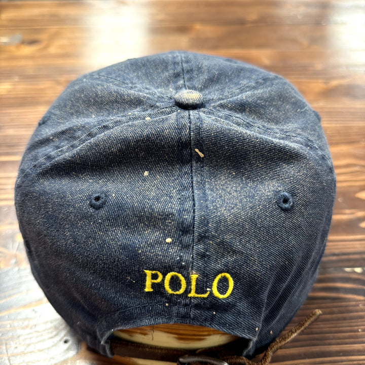 Vintage Polo Ralph Lauren Bleach Stained Leather Strap Back Hat