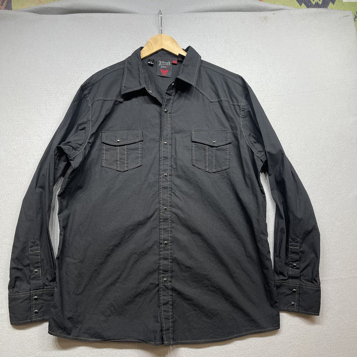 Vintage Y2K Attrak Jeans Button Down Shirt Size XL