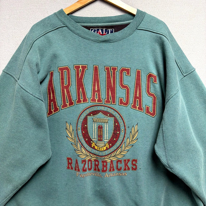 Vintage University of Arkansas Green Crest Sweatshirt Size XXL