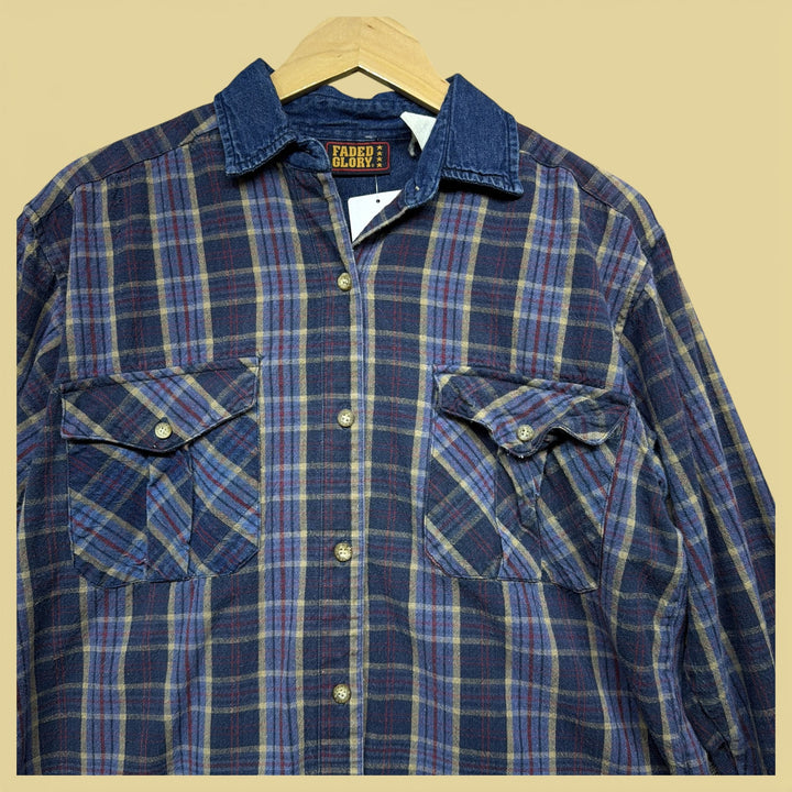 Vintage 90s Faded Glory Button Down Shirt Size Large