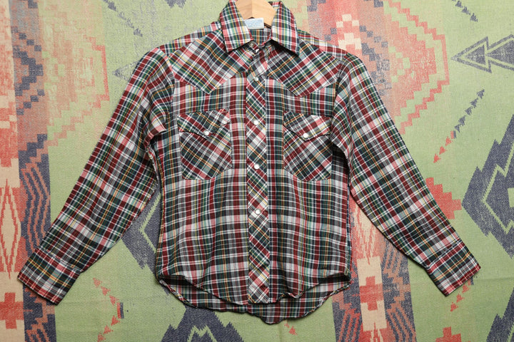 Vintage Kids Tom Sawyer Plaid  Shirt Size 12 90s Western VTG
