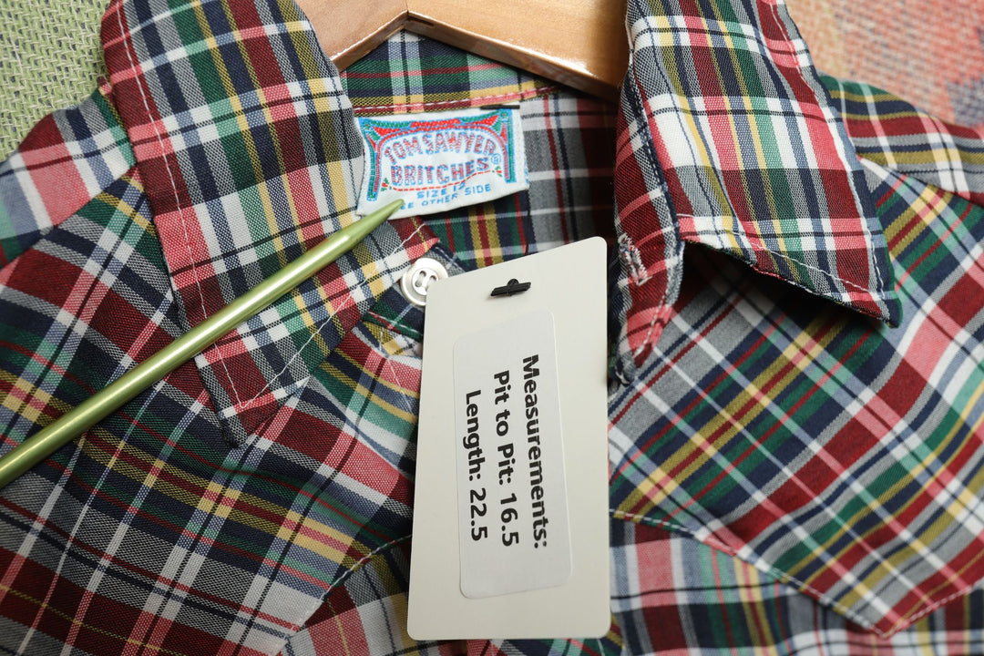 Vintage Kids Tom Sawyer Plaid  Shirt Size 12 90s Western VTG