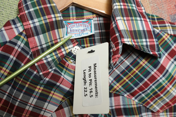 Vintage Kids Tom Sawyer Plaid  Shirt Size 12 90s Western VTG
