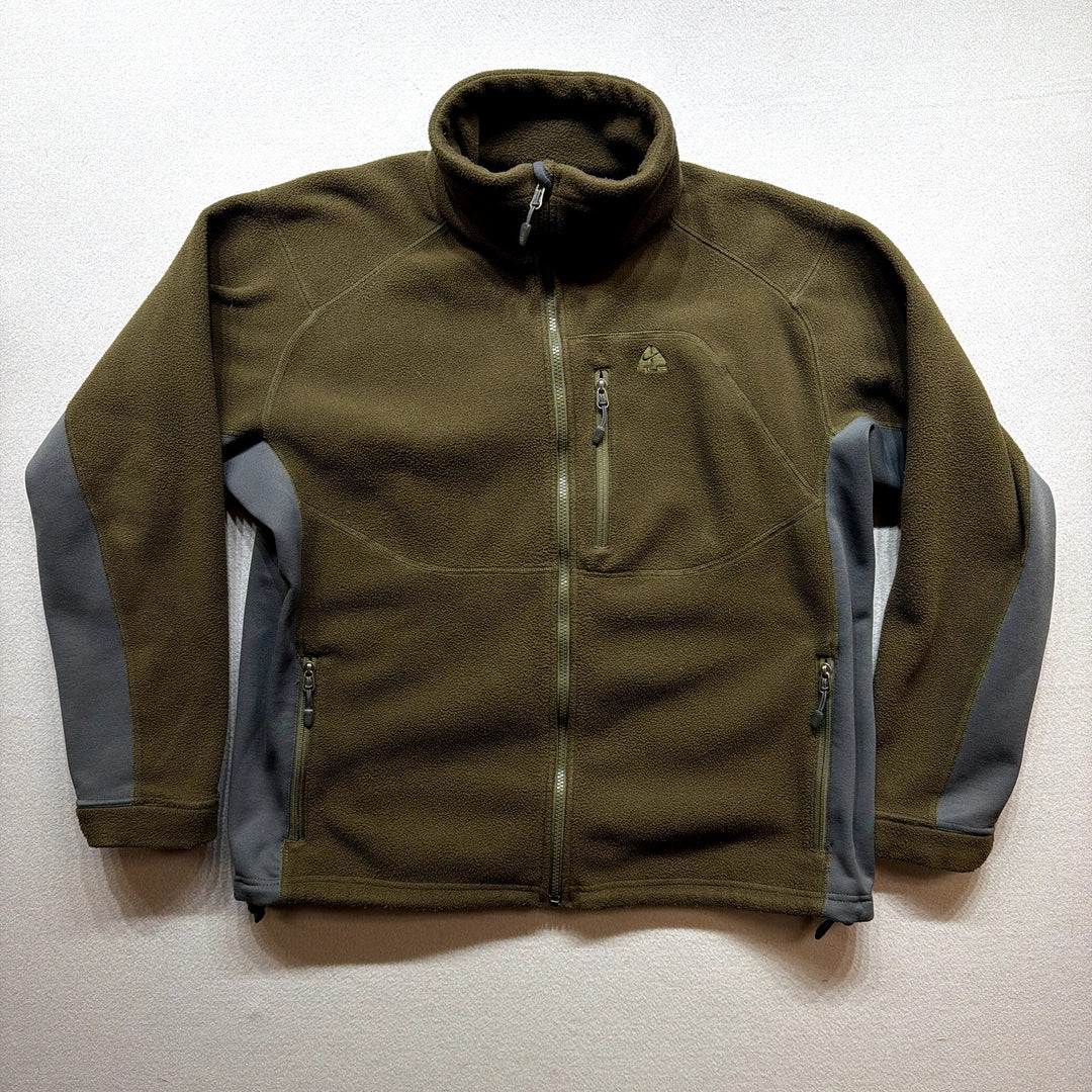 Vintage Nike ACG Olive Green Fleece Jacket Size Large