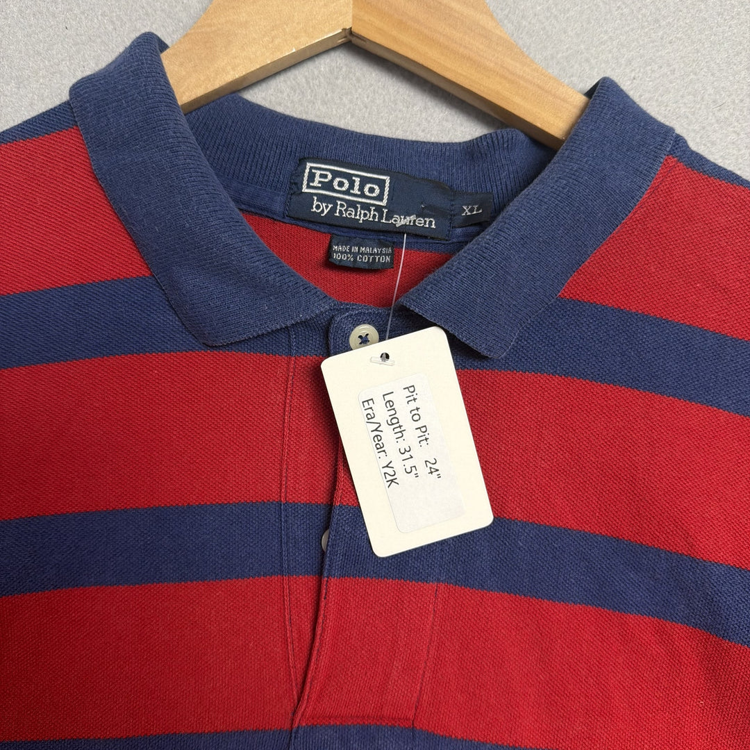 Vintage Ralph Lauren Red and Blue Polo Shirt Size XL