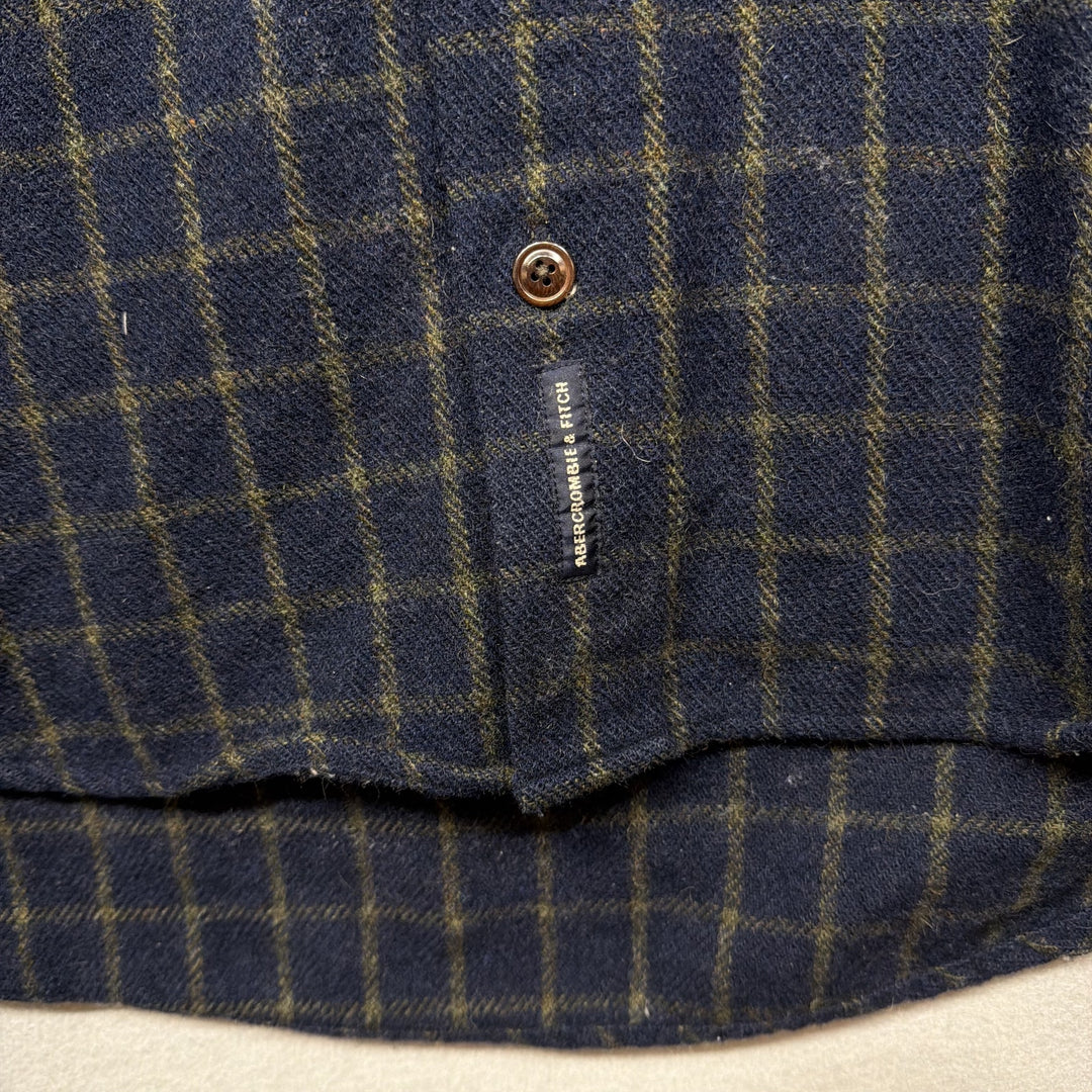 Vintage 90s Abercrombie and Fitch Wool Blend Button Down Shirt Size Large