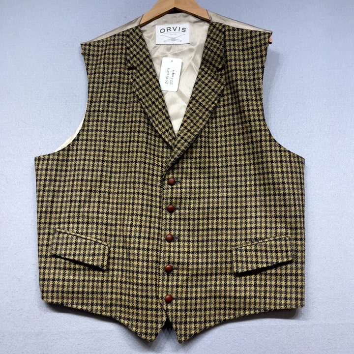 Orvis Houndstooth Wool Vest Size XL