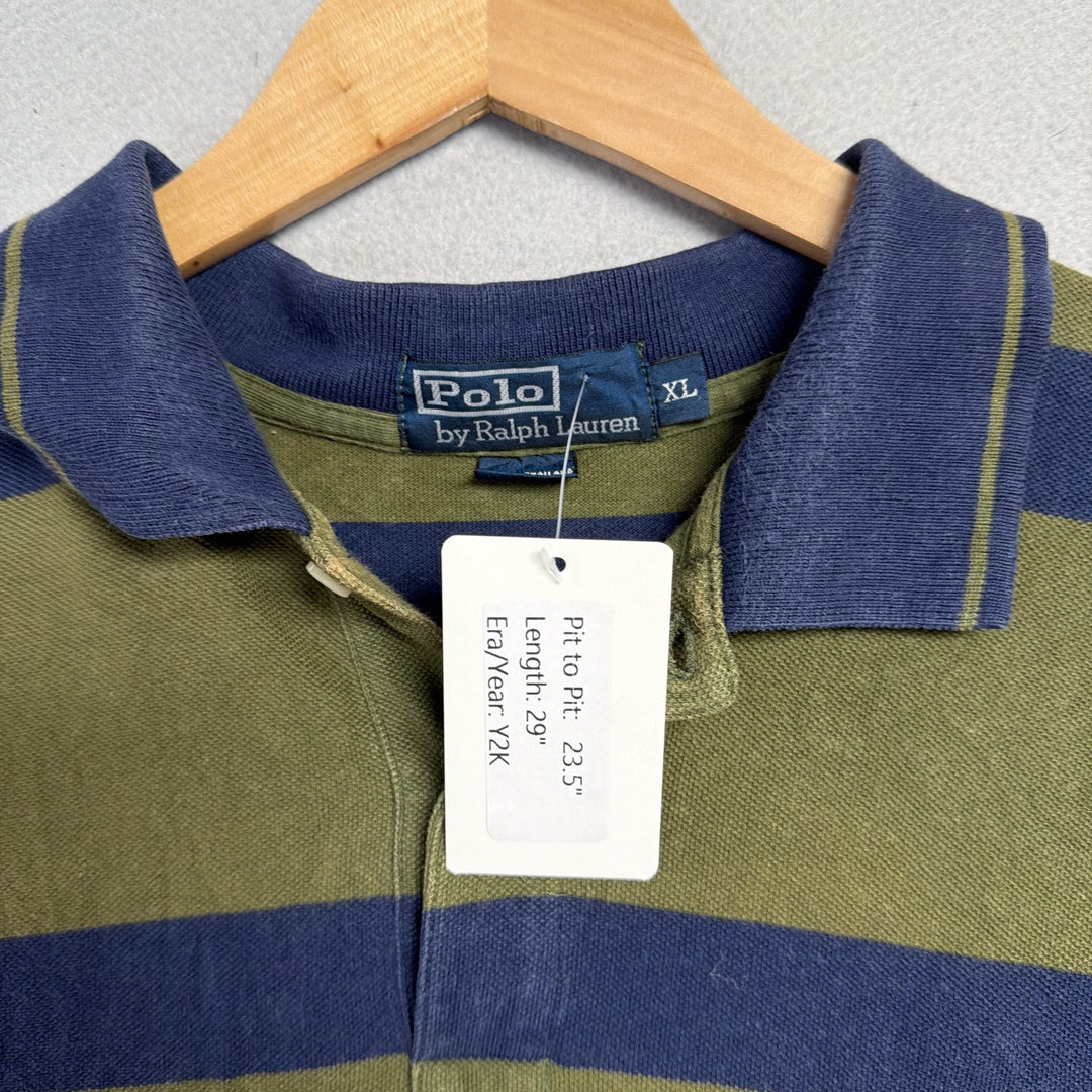 Vintage Ralph Lauren Olive and Blue Polo Shirt Size XL