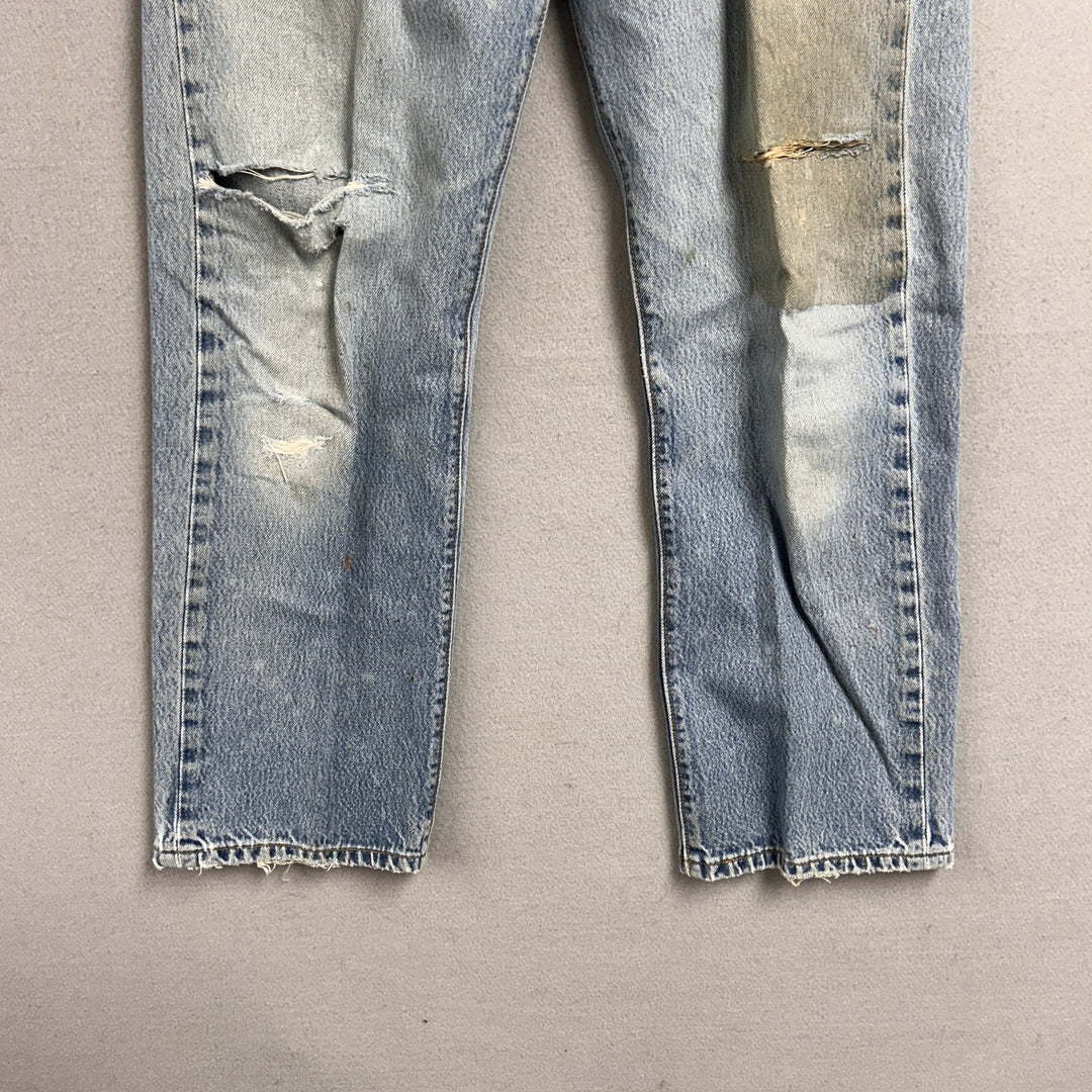Vintage Levi's 501xx Light Wash Distressed Jeans Made in USA Men's 34x29