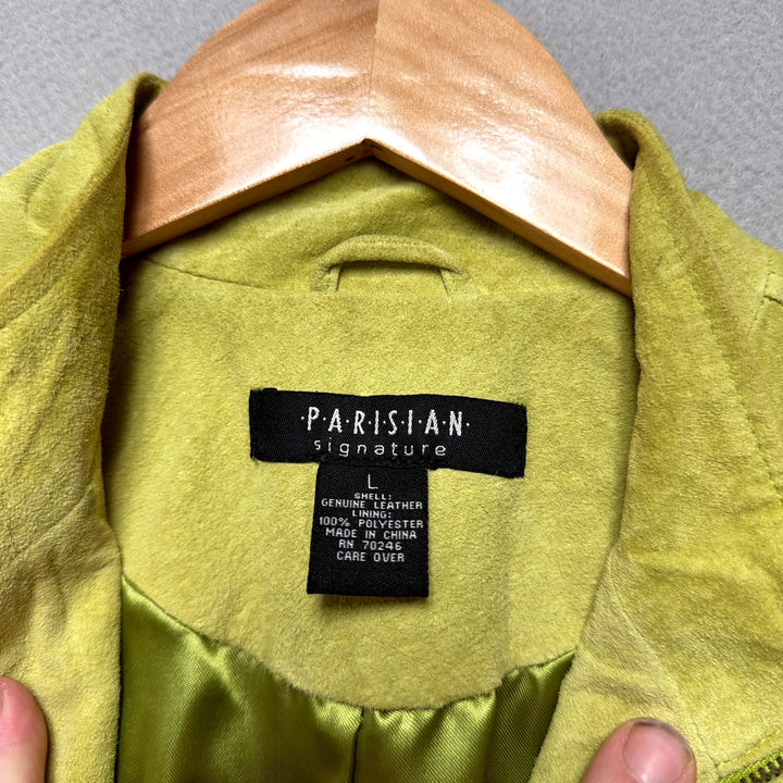 Broken Zipper Y2K Green Leather Jacket Size Large