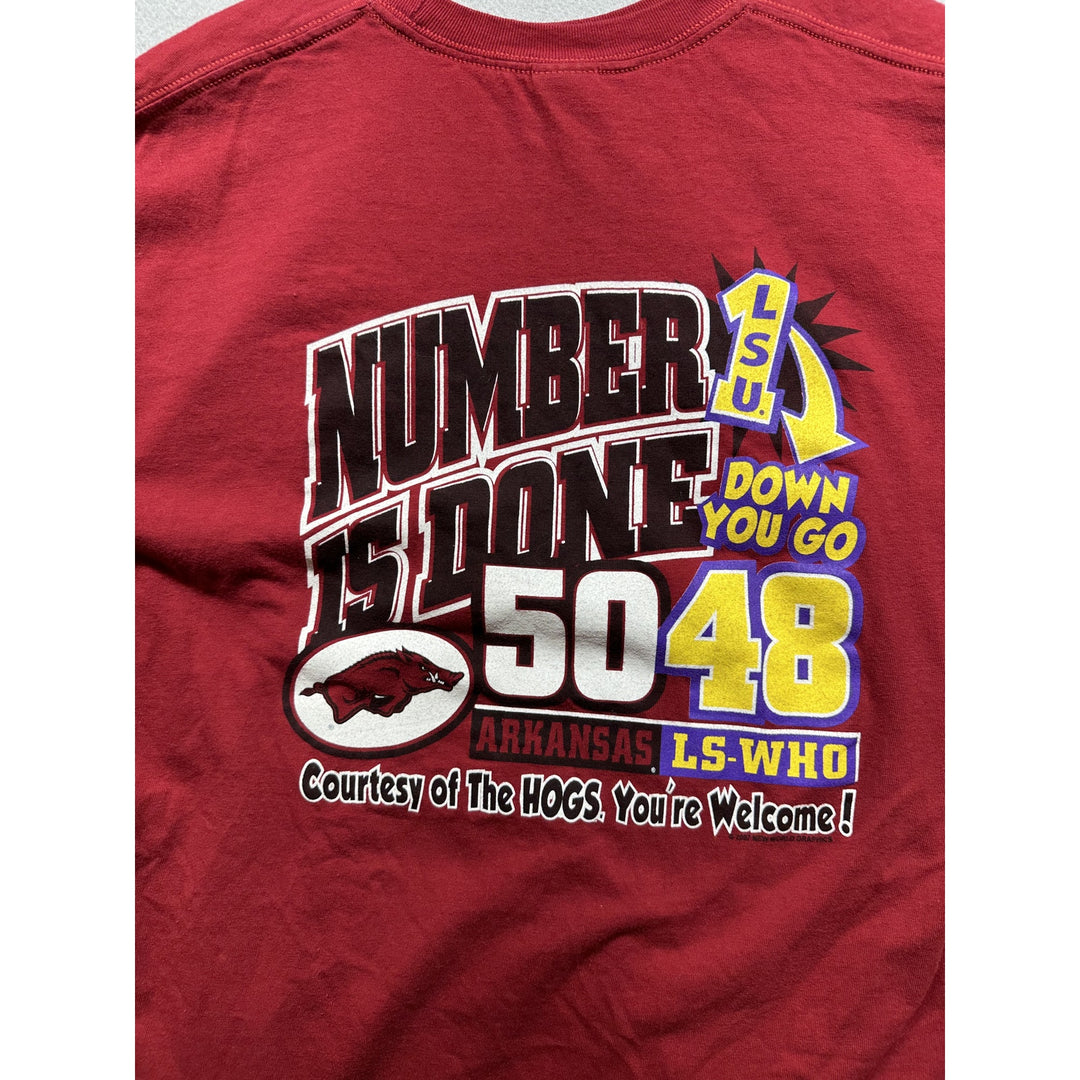 Vintage Arkansas 50/48 LSU Who T Shirt Size XL