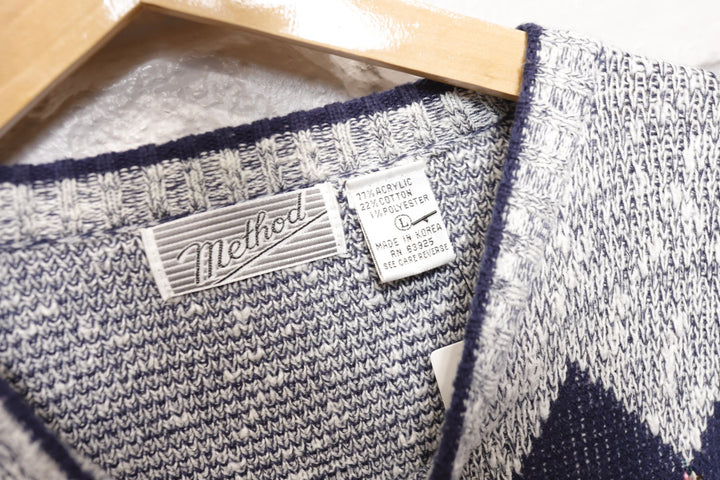 Method Vintage Diamond Pattern Sweater 80s Large