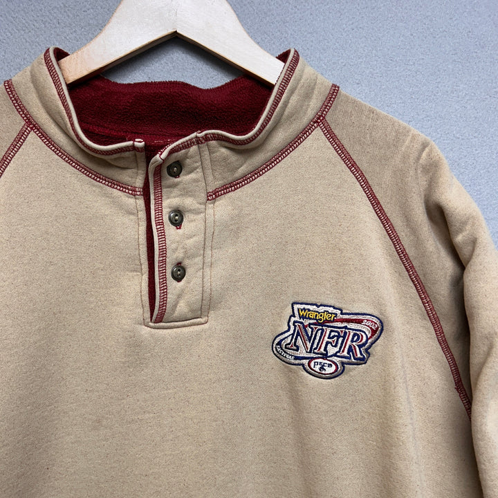 Y2k Wrangler 2002 NFR Rodeo Tan Henley Sweatshirt Size XL