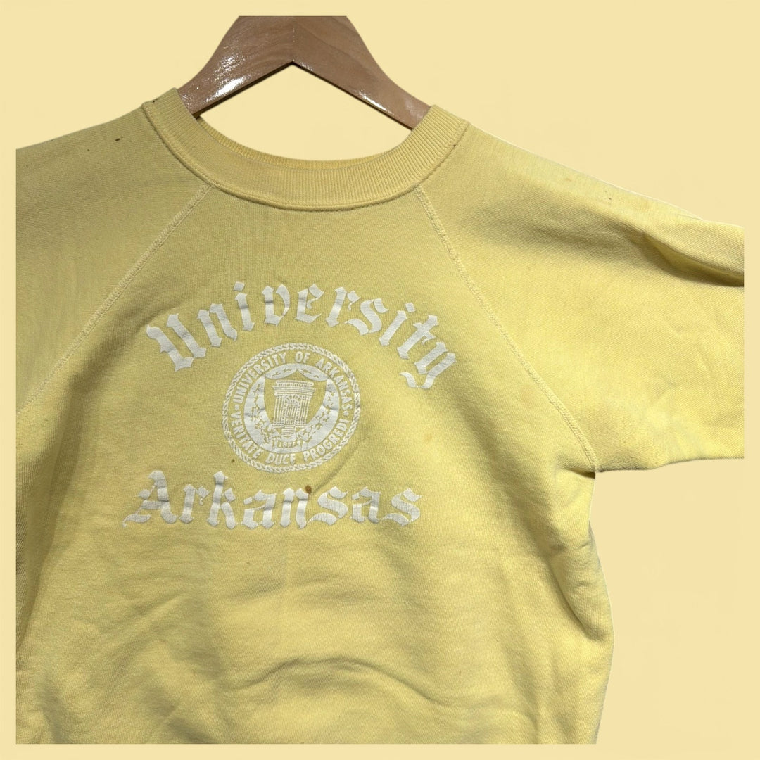 Vintage University of Arkansas 60s Artex Non Flocked Short Sleeve Sweatshirt Med