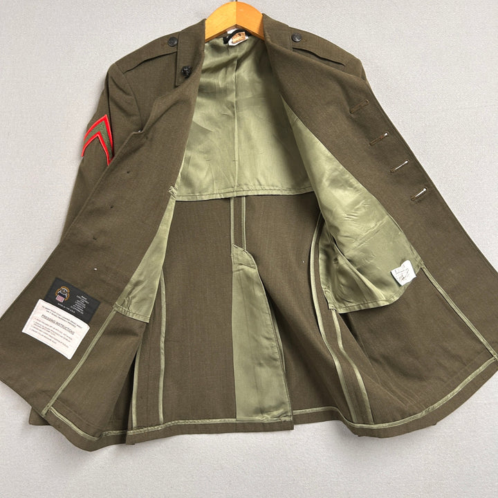 USMC Private First Class Dress Green Jacket No Belt Crown Clothing Size 40S