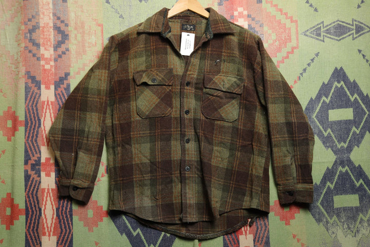 CPO Vintage Plaid Wool Blend Shirt Large 60s