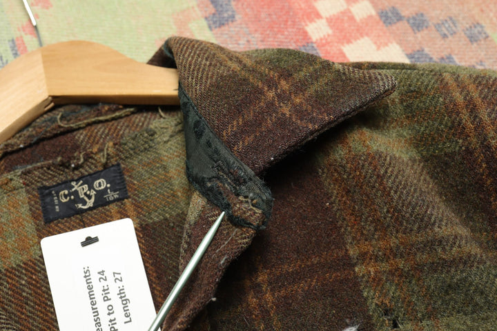 CPO Vintage Plaid Wool Blend Shirt Large 60s