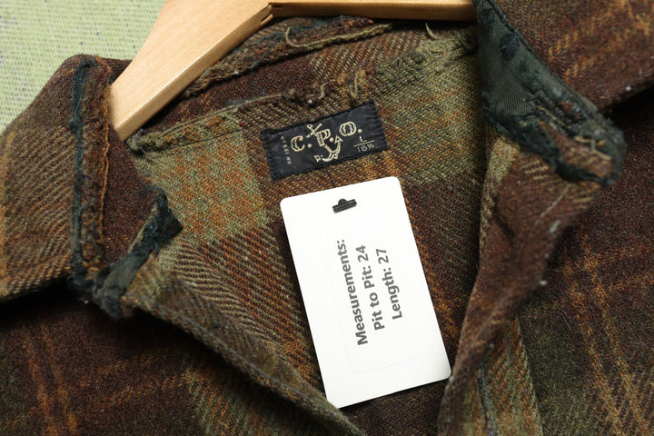 CPO Vintage Plaid Wool Blend Shirt Large 60s