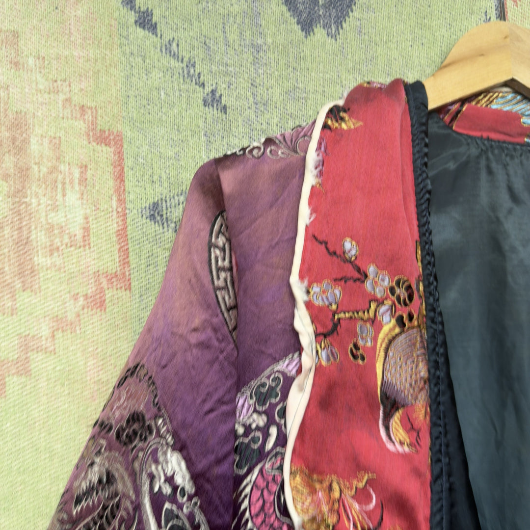 Japanese Kimono Style Vintage Jacket Medium 80s