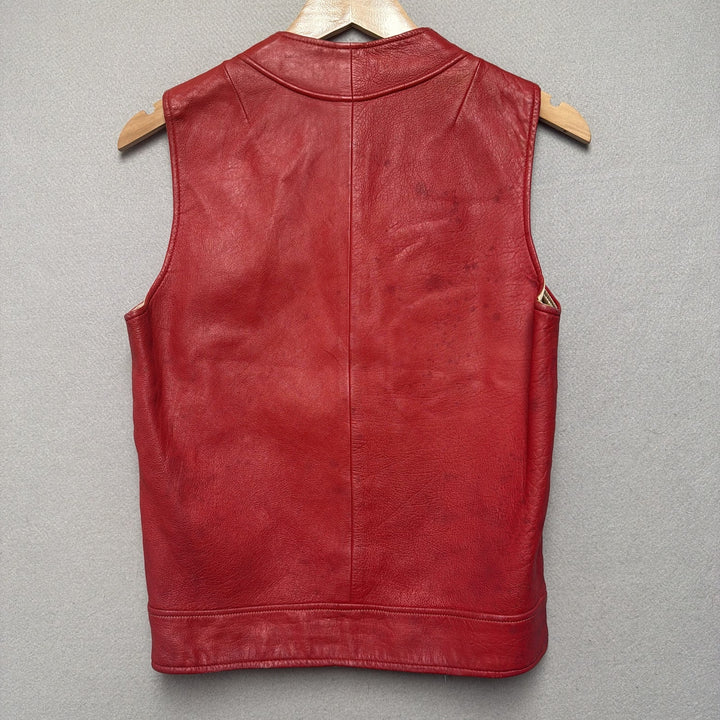 Vintage LeatherMode Red Leather Vest Size Small