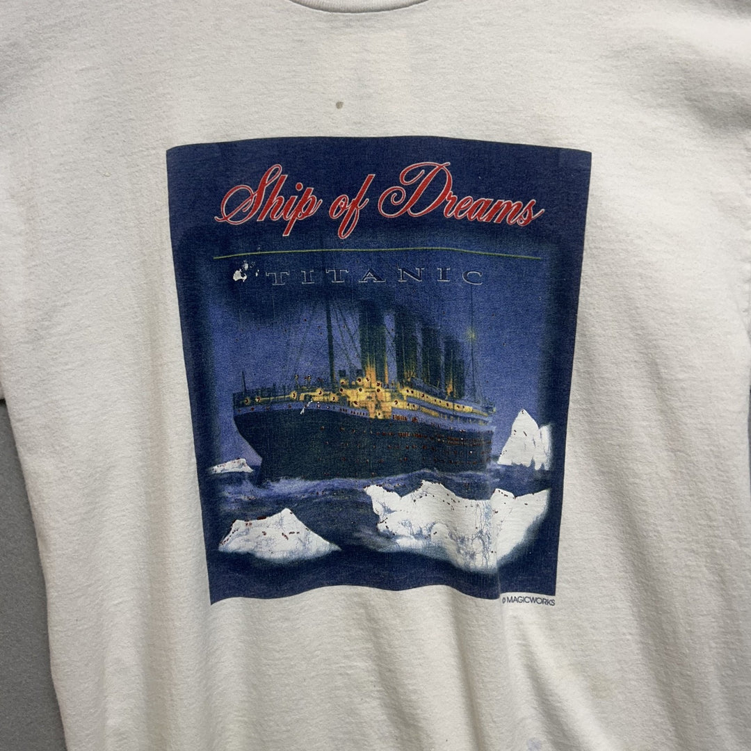 Vintage 90s Titanic "Ship Of Dream" White Shirt Size Medium Made in USA