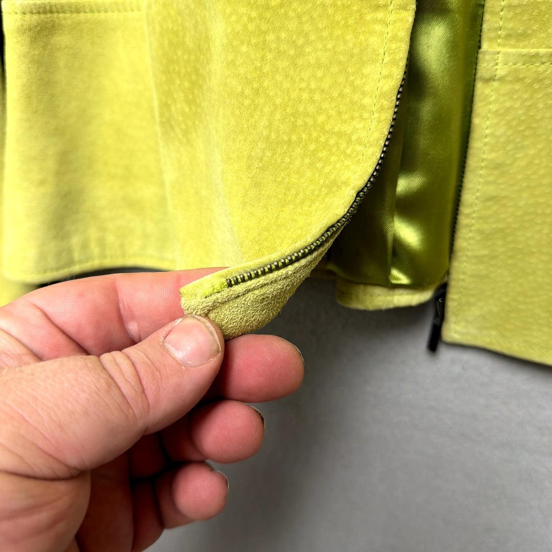 Broken Zipper Y2K Green Leather Jacket Size Large