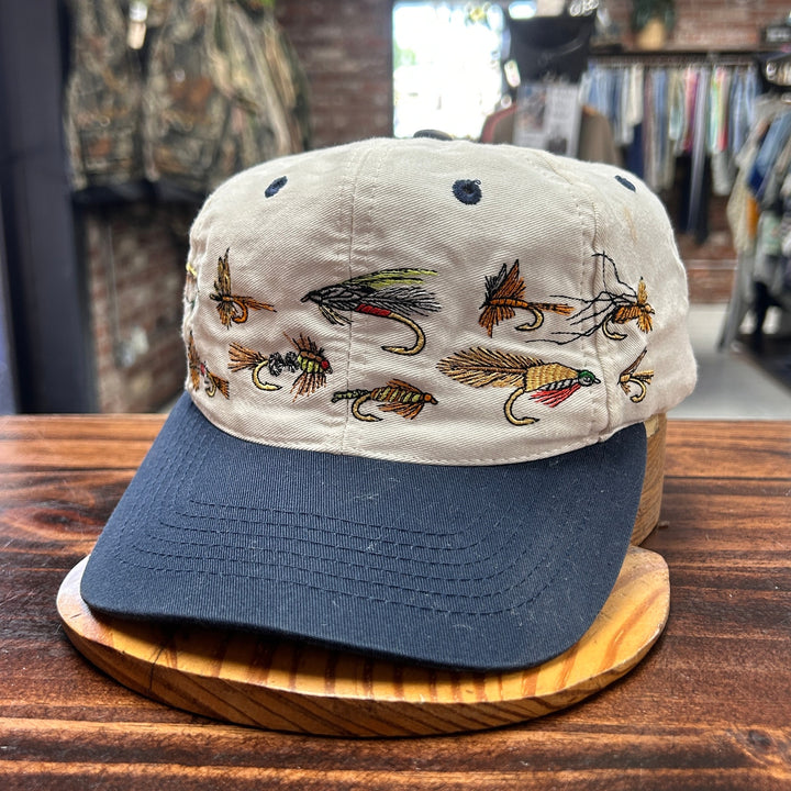 Vintage Fly Fishing Lure Embroidered Snapback Hat