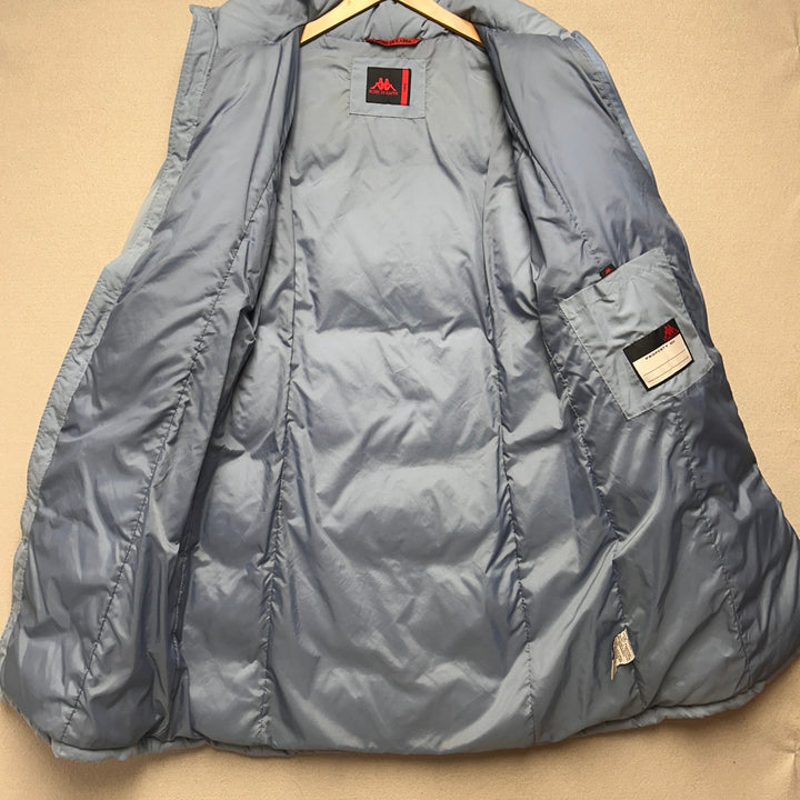 Kappa Long Down Puffer Coat Womens Large Light Blue Insulated Winter Jacket Coat